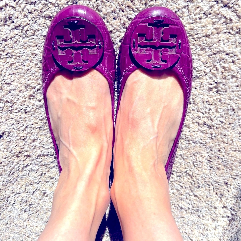 Tory Burch Croc Skin Ballet Flats